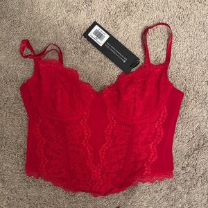 White Fox Boutique Red Lace Bustier Top